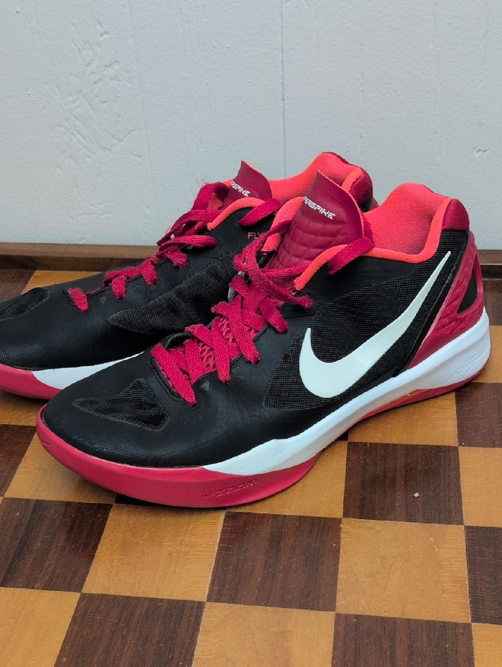 Nike Black & Hot Pink Athletic Sneakers with White Swoosh Flywire  Hyperspike